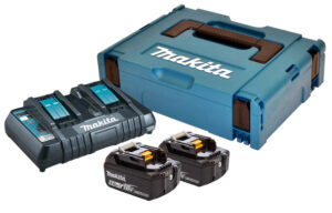 Makita battarísett 18V 5Ah x 2 og dupult løðara (197629-2)