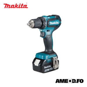 Makita bori/skrúvumaskina við 2x5,0Ah battarí og løðara - 18V LI-ion (DDF485RTJ)