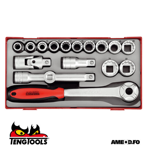 Teng Tools topplyklasett 12 kanta 1/2 - 18 deilir - TT1218