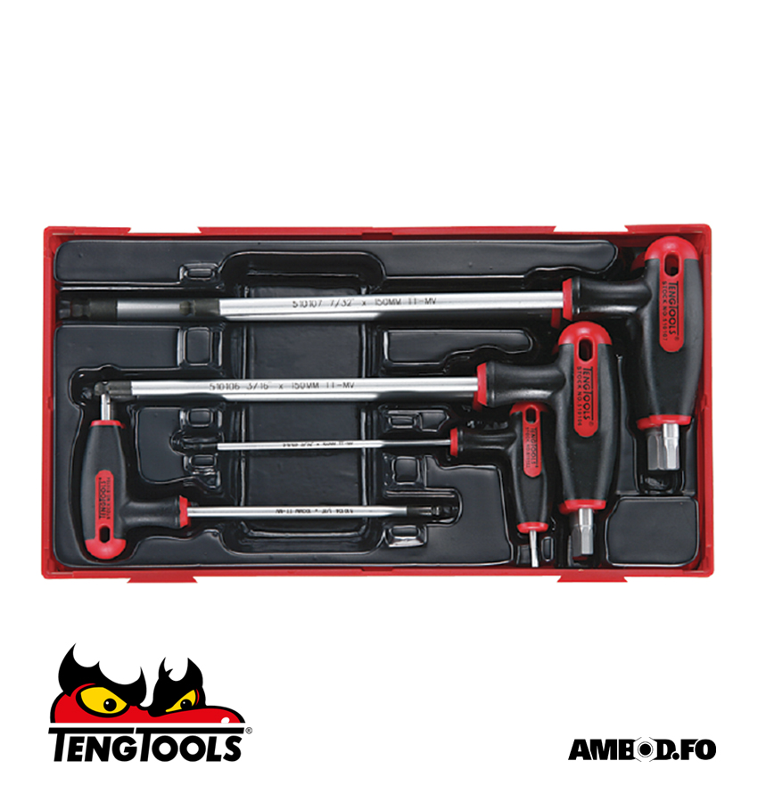 Teng Tools unbrako T-lyklasett í tumma 7 deilir - TTHEX7AF