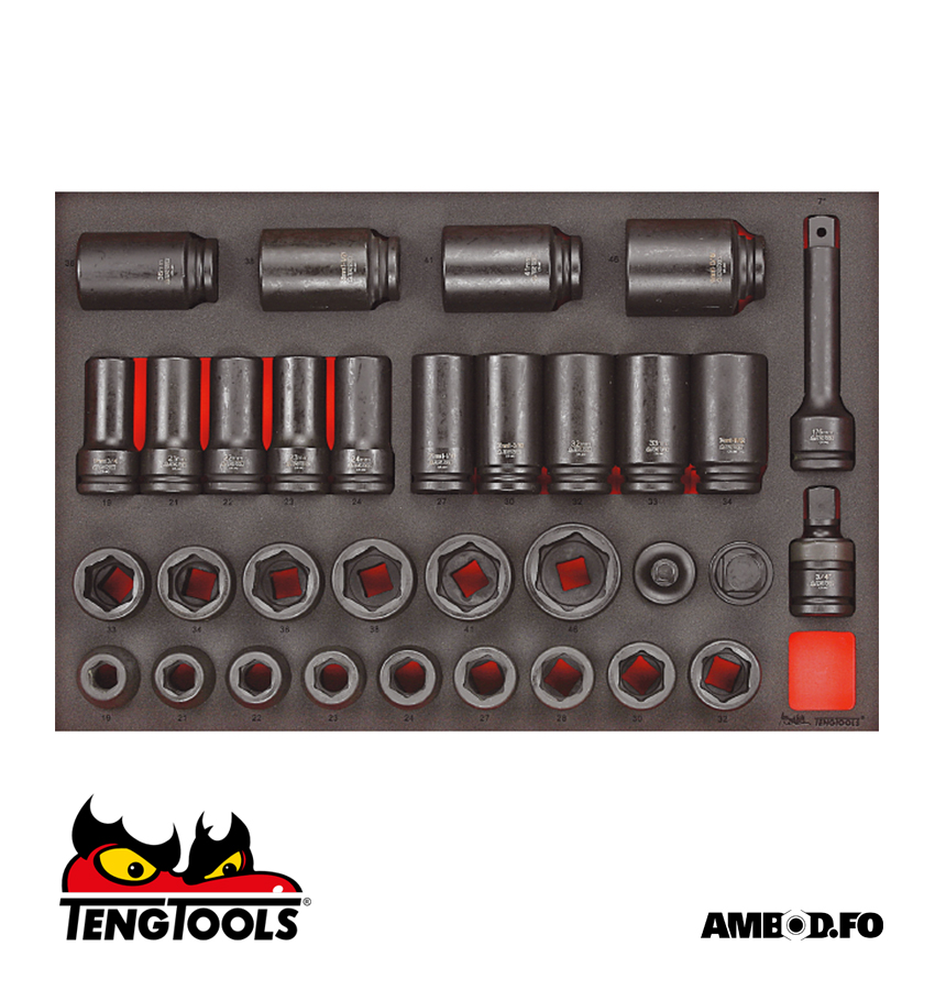 Teng Tools adaptara og slagtoppasett 3/4 - 33 deilir - TTEISK33