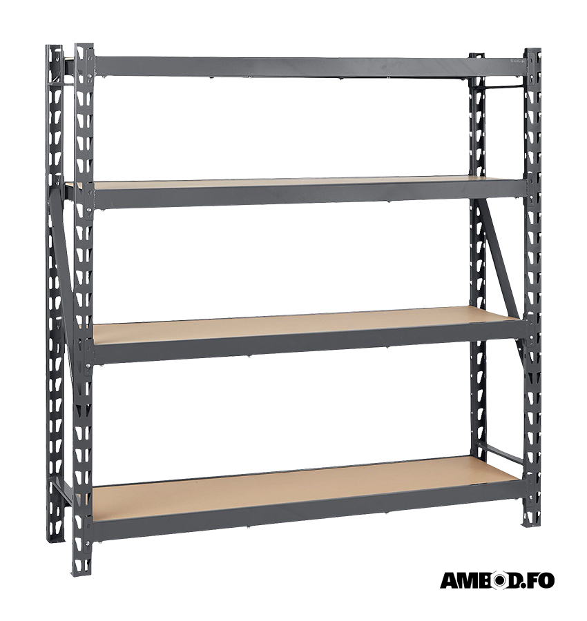 Industri stálreol 180x180x50cm v/ 4 hyllum