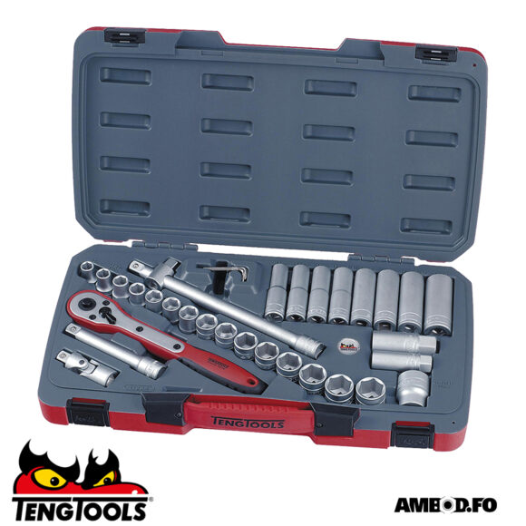 Teng Tools topplyklasett 1/2" 34 deilir - T1234