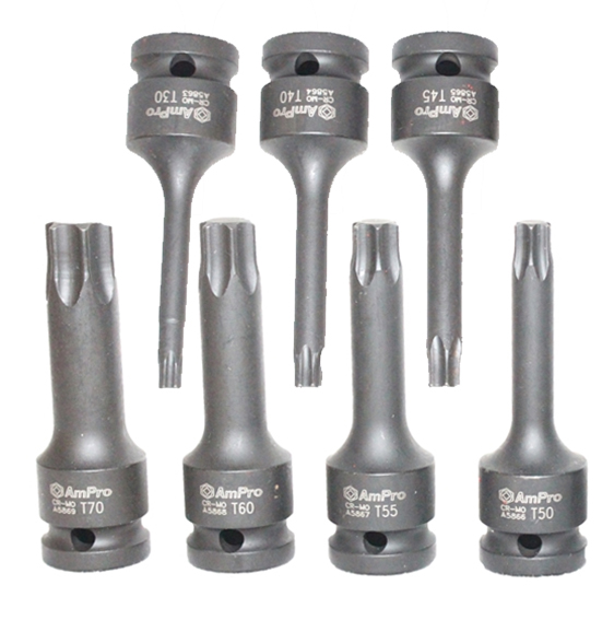 1/2" Am-Pro slagtoppasett, Torx - 7 deilir