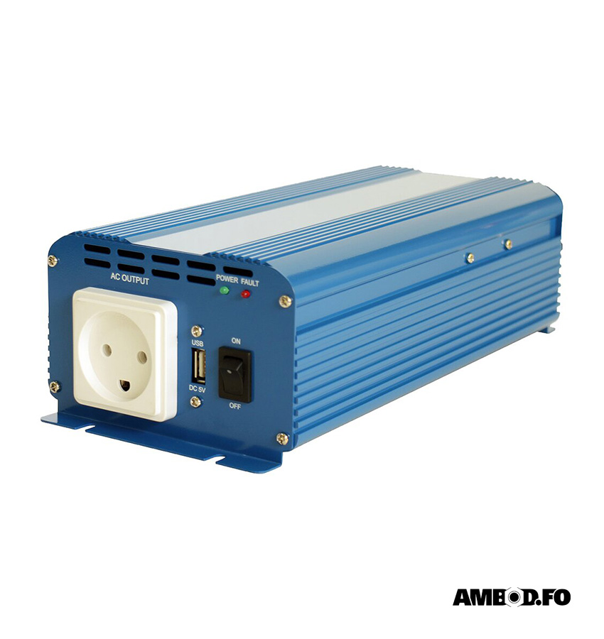 Orkuvendari 12V - 1000W við USB stikk