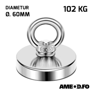 Neodymium magnet við eyga Ø.60mm - 102 Kg