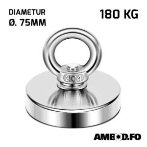 Neodymium magnet við eyga Ø.75mm - 180 Kg