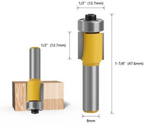 Fresijarn kopisnitt við kúlulegu, skaft 8mm - 12,7x12,7mm