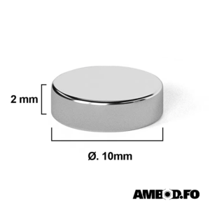 Neodymium knappa magnet - Ø.10x2mm