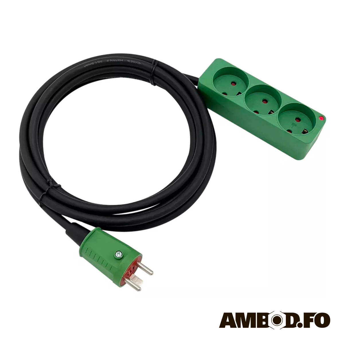 Forleingjari 3xG1,5 mm², stikkdós v/3 úttøkum - 10M.