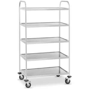 Rustfríur serveringsvognur við 5 hillum - 250kg. 155x59x91cm