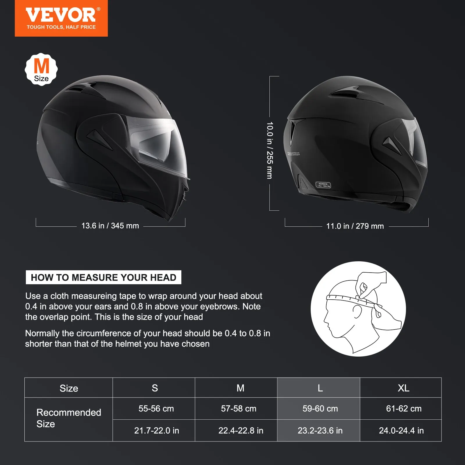 VEVOR Motorsúkkluhjálmur opin - Image 3