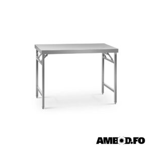 Rustfrítt stálborð, kan leggjast saman - 60x120cm, 210kg